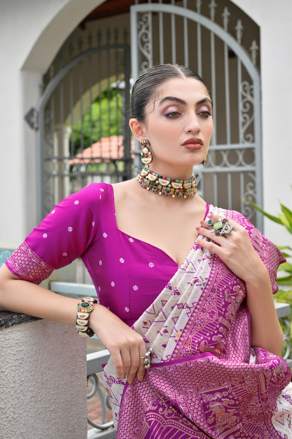 Premium Aadhya Patola Saree - Magenta