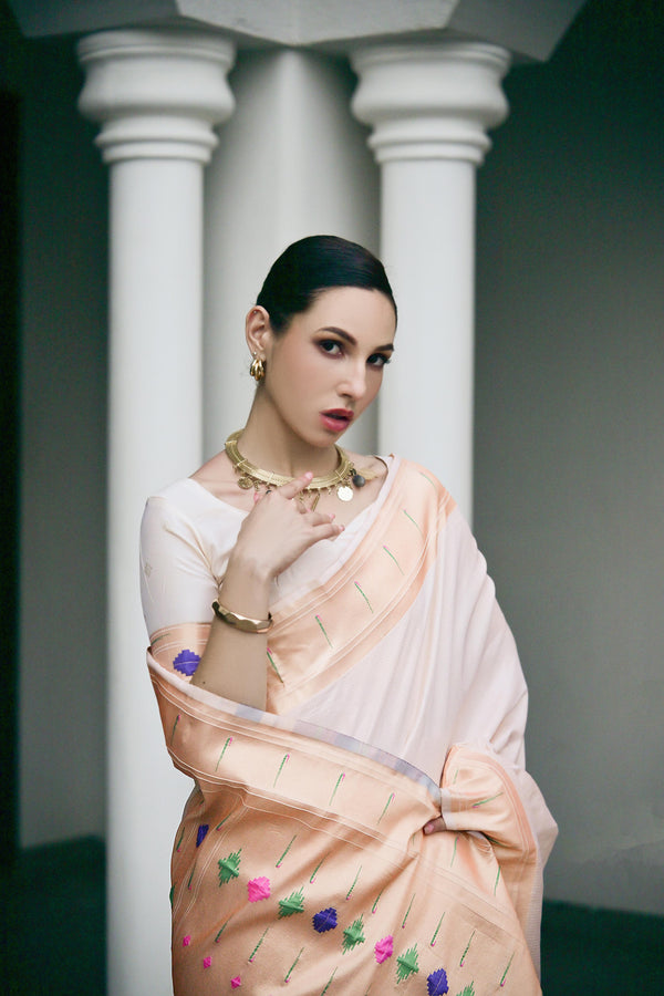 Premium WD Paithani Saree - Cream