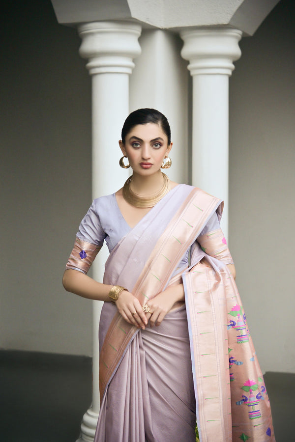 Premium WD Paithani Saree - Grey