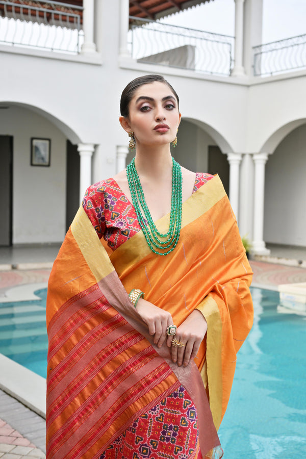 Premium  Sadabhar Patola Saree - Orange