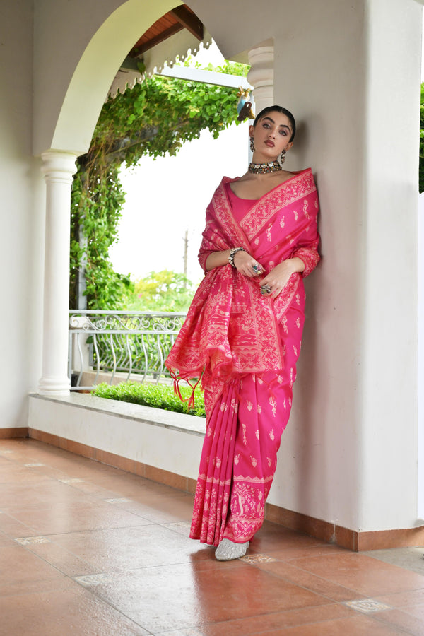 Premium Handloom Saree - Pink