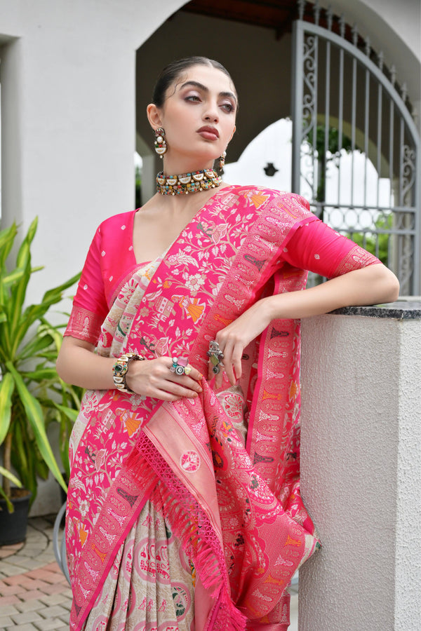 Premium Aadhya Patola Saree - Pink