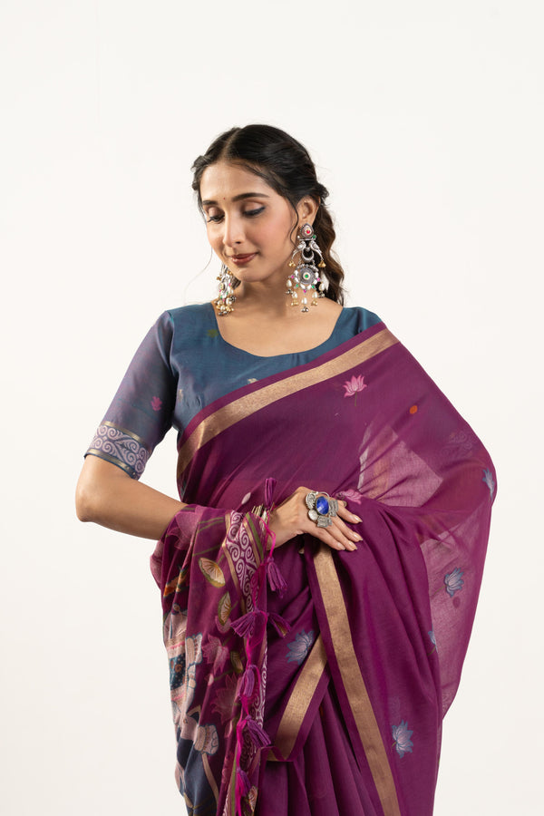Banarasi Paithani Silk Saree - Wine