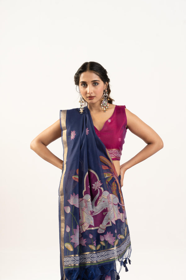Banarasi Paithani Silk Saree - Blue