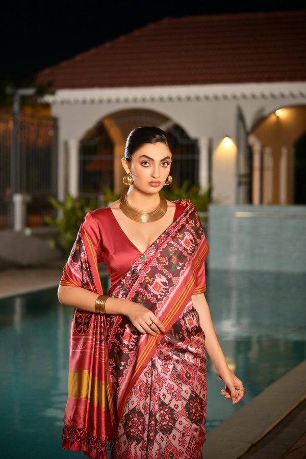 Premium  Navratna Patola Saree - White