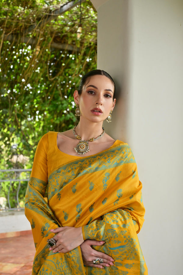 Premium Handloom Saree - Yellow