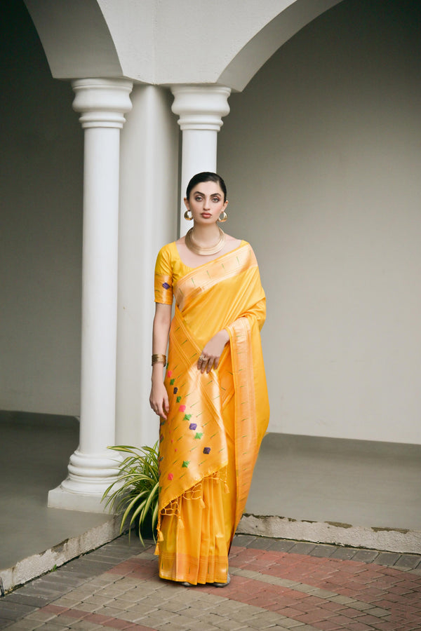 Premium WD Paithani Saree - Yellow