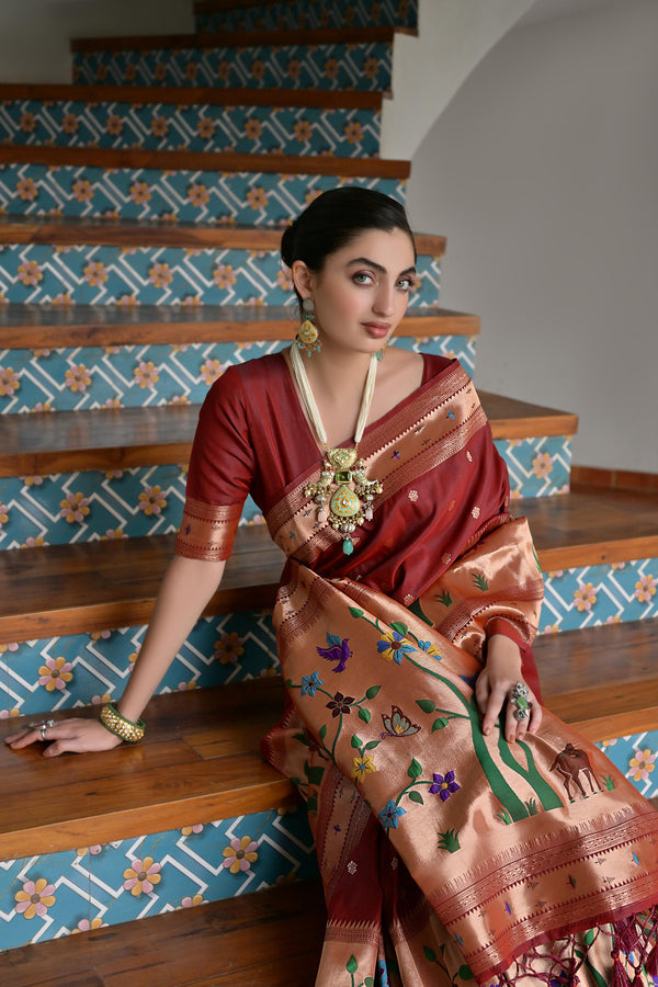 Premium Soft Muga Cotton Paithani Saree 104 - Radies Green