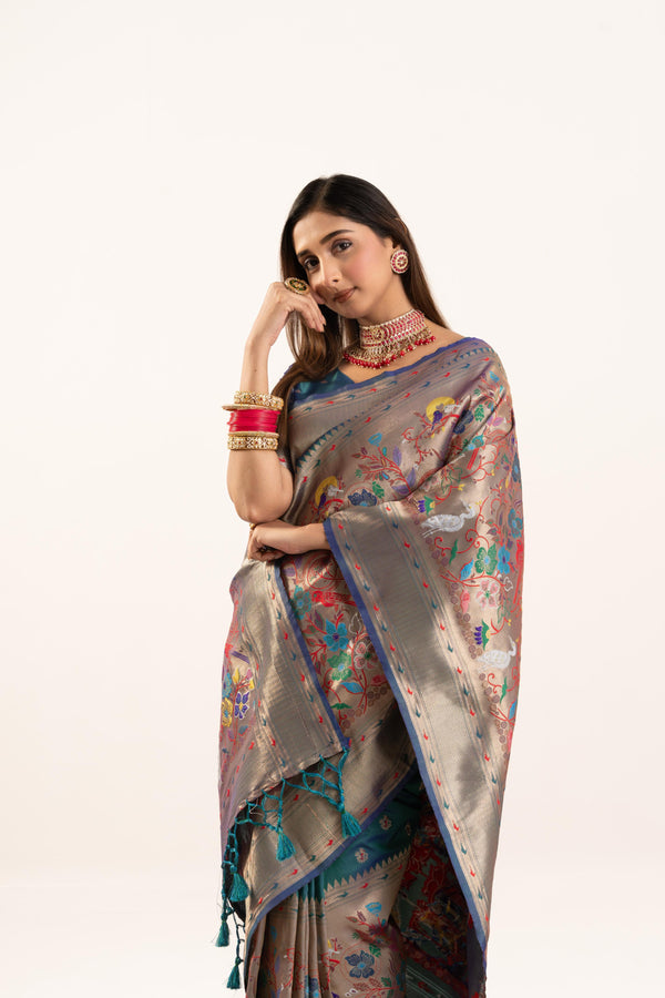 Premium Soft Muga Cotton Paithani Saree 103 - Rama